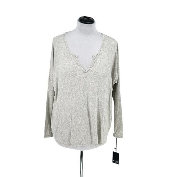 Michael Lauren M Channing Grey Ribbed Oversized Draped Thumbhole Top NWT - Picture 2 of 10